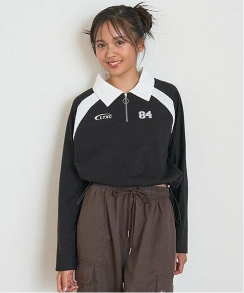 Lovetoxic / ラブトキシック Tシャツ | 【LTXC】ハーフジップドロスト長袖Tシャツ（黒）