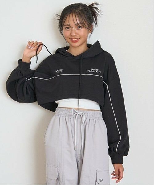 Lovetoxic / ラブトキシック パーカー | 【LTXC】【吸水速乾/さらさら】短丈パーカインナーセット（黒）