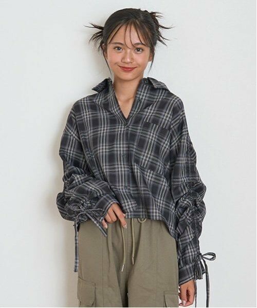 Lovetoxic / ラブトキシック シャツ・ブラウス | 【LTXC】インナーつきチェックシャツ（黒）