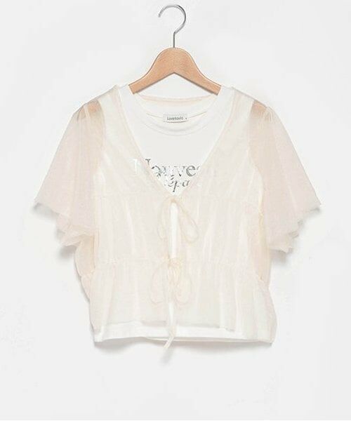 Lovetoxic / ラブトキシック カーディガン・ボレロ | インナー付チュールボレロ（アイボリー）