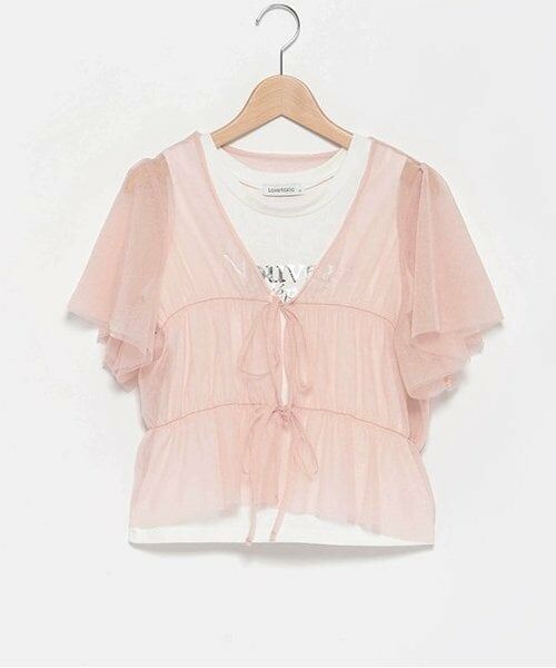 Lovetoxic / ラブトキシック カーディガン・ボレロ | インナー付チュールボレロ（ピンク）