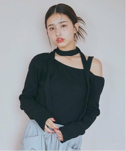 Lovetoxic / ラブトキシック Tシャツ | 【DHOLIC】ボウタイつき長Tシャツ（黒）