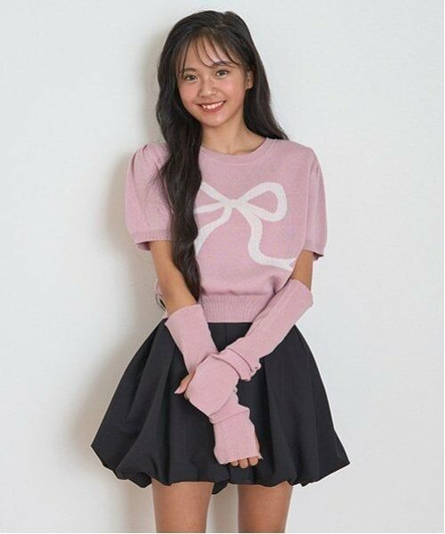 Lovetoxic / ラブトキシック ニット・セーター | 【DHOLIC/洗える】アームカバーつきニット（ピンク）