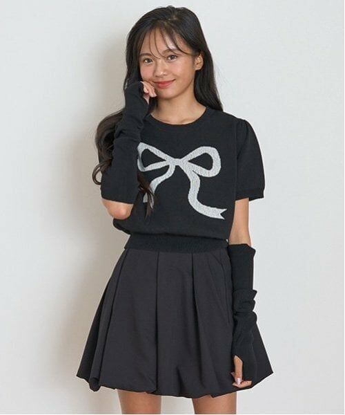 Lovetoxic / ラブトキシック ニット・セーター | 【DHOLIC/洗える】アームカバーつきニット（黒）