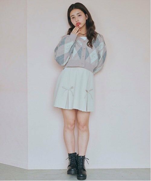 Lovetoxic / ラブトキシック カーディガン・ボレロ | 【洗える】アーガイルカーディガンインナーセット | 詳細1