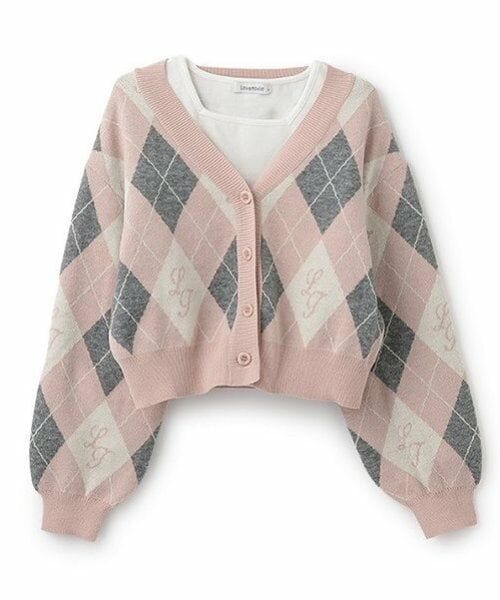 Lovetoxic / ラブトキシック カーディガン・ボレロ | 【洗える】アーガイルカーディガンインナーセット | 詳細13