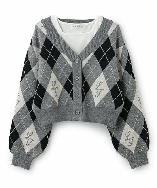 Lovetoxic / ラブトキシック カーディガン・ボレロ | 【洗える】アーガイルカーディガンインナーセット | 詳細15