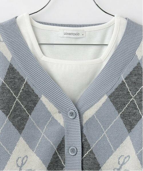 Lovetoxic / ラブトキシック カーディガン・ボレロ | 【洗える】アーガイルカーディガンインナーセット | 詳細5
