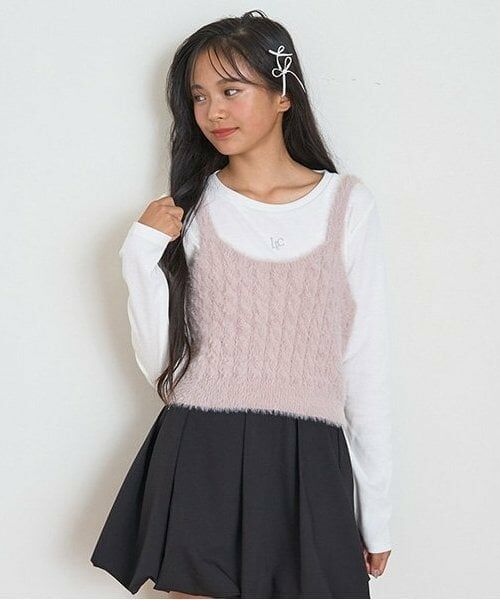 Lovetoxic / ラブトキシック Tシャツ | 【洗える】シャギービスチェインナーSET（ピンク）