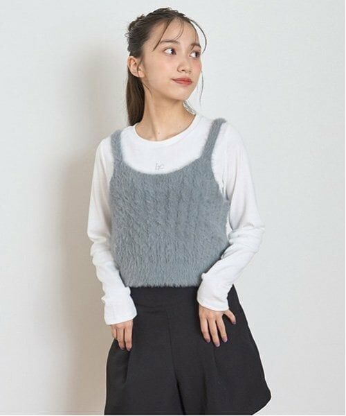 Lovetoxic / ラブトキシック Tシャツ | 【洗える】シャギービスチェインナーSET（ライト グレー）