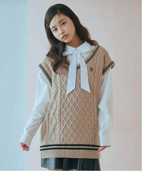 Lovetoxic / ラブトキシック ニット・セーター | 【洗える】ルーズニットベスト（ベージュ）