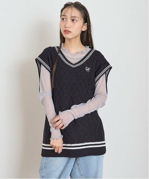 Lovetoxic / ラブトキシック ニット・セーター | 【洗える】ルーズニットベスト（紺）