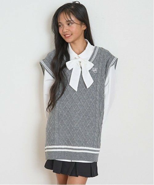 Lovetoxic / ラブトキシック ニット・セーター | 【洗える】ルーズニットベスト（トップ グレー）