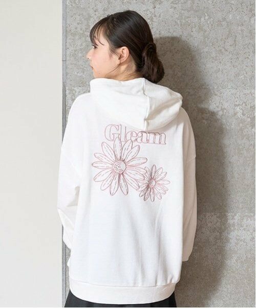Lovetoxic / ラブトキシック パーカー | オーガビッツバックフラワー刺しゅうパーカ（オフ ホワイト）
