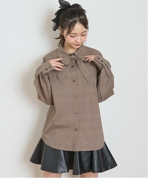 Lovetoxic / ラブトキシック シャツ・ブラウス | ボウタイブラウス（茶）