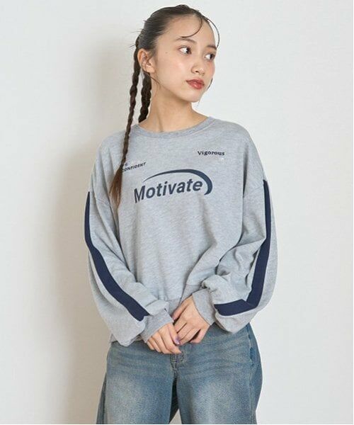 Lovetoxic / ラブトキシック スウェット | 【LTXC】ラインクロップドトレーナー（トップ グレー）