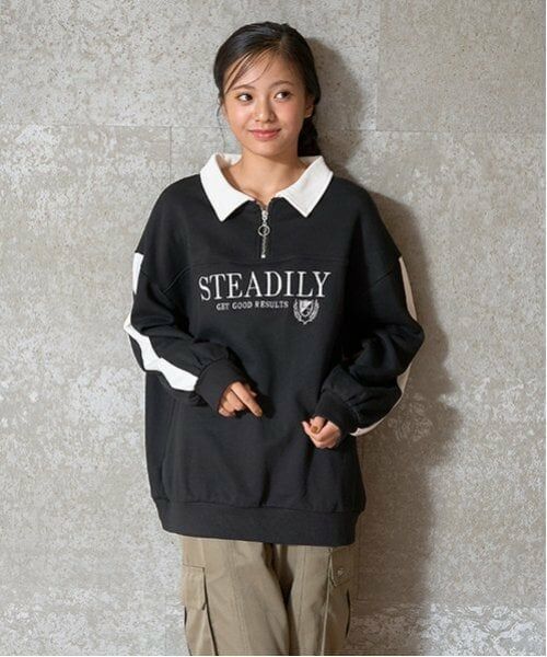 Lovetoxic / ラブトキシック スウェット | 【LTXC】【吸水速乾／さらさら】ハーフジップルーズトレーナー | 詳細2