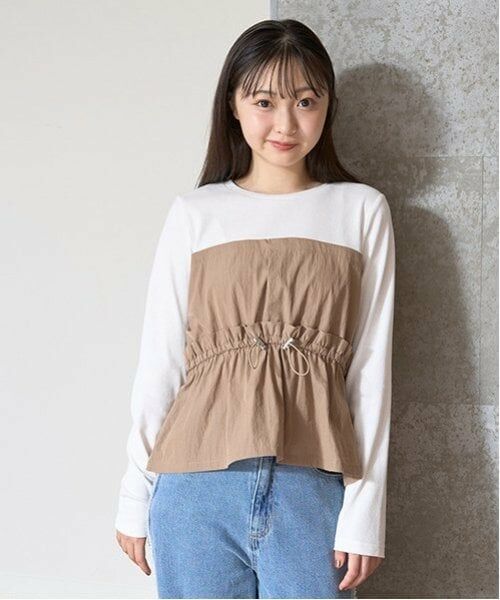 Lovetoxic / ラブトキシック Tシャツ | レイヤードテレコ長T（モカ茶）