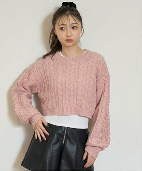 Lovetoxic / ラブトキシック ニット・セーター | インナーつきクロップドニット（ピンク）