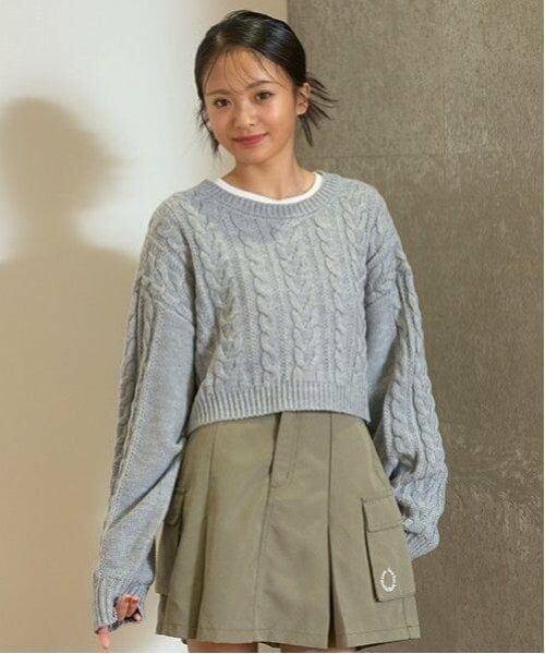 Lovetoxic / ラブトキシック ニット・セーター | インナーつきクロップドニット（トップ グレー）