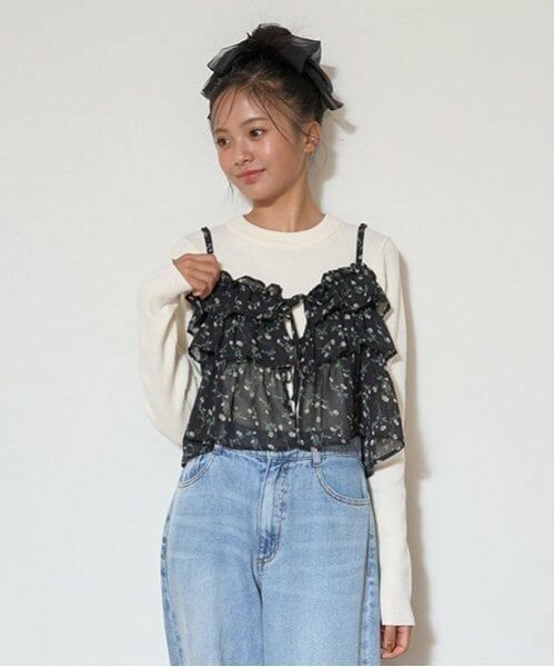 Lovetoxic / ラブトキシック その他トップス | キャミつきリブニットセット（黒）