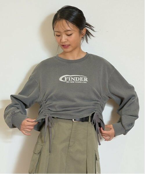 Lovetoxic / ラブトキシック スウェット | 【LTXC】【綿100％】ヴィンテージ風ドロストトレーナー（チャコール）