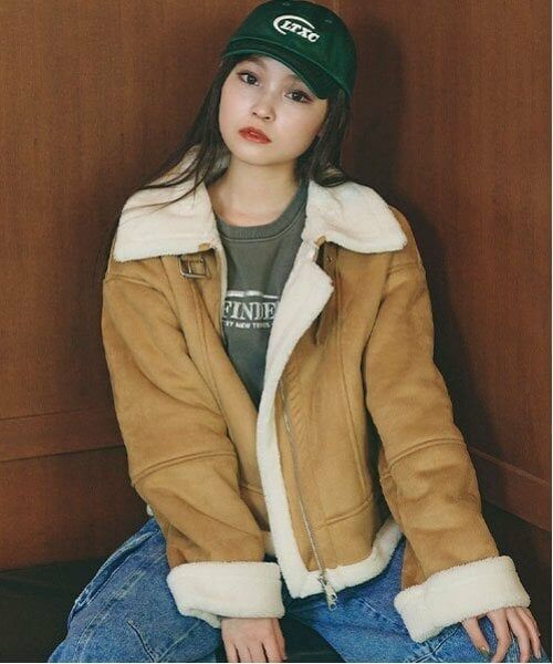 Lovetoxic / ラブトキシック ブルゾン | エコムートンライダースブルゾン（ベージュ）