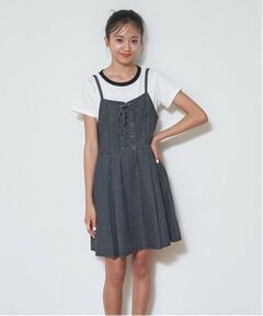 Lovetoxic / ラブトキシック ミニ丈・ひざ丈ワンピース | レースアップデニムジャンスカ