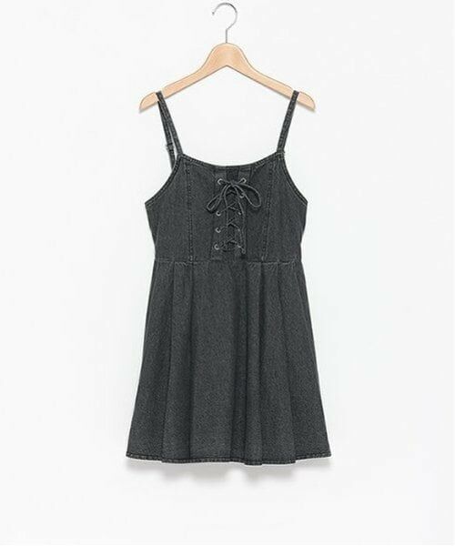 Lovetoxic / ラブトキシック ミニ丈・ひざ丈ワンピース | レースアップデニムジャンスカ | 詳細10