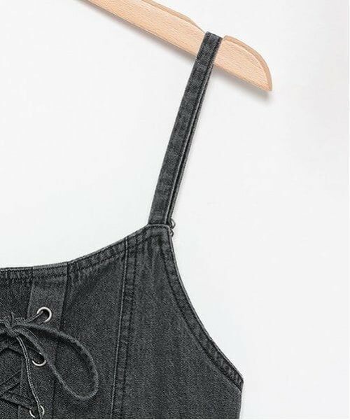 Lovetoxic / ラブトキシック ミニ丈・ひざ丈ワンピース | レースアップデニムジャンスカ | 詳細3