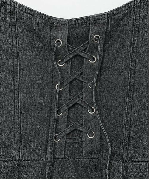 Lovetoxic / ラブトキシック ミニ丈・ひざ丈ワンピース | レースアップデニムジャンスカ | 詳細4