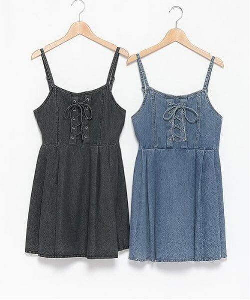 Lovetoxic / ラブトキシック ミニ丈・ひざ丈ワンピース | レースアップデニムジャンスカ | 詳細8