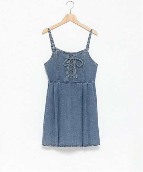 Lovetoxic / ラブトキシック ミニ丈・ひざ丈ワンピース | レースアップデニムジャンスカ | 詳細9