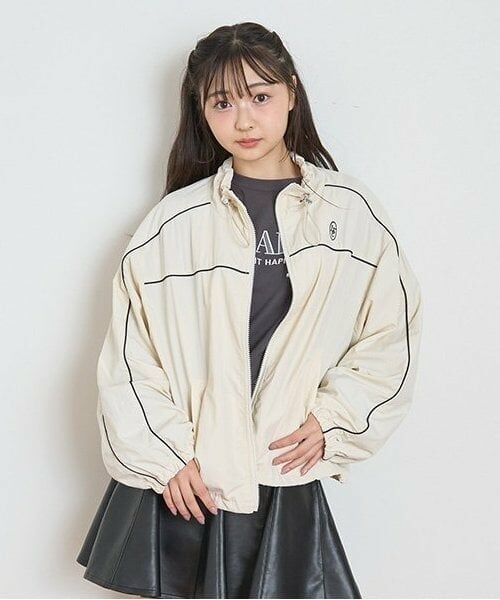 Lovetoxic / ラブトキシック ブルゾン | 【撥水】パイピングナイロンブルゾン（アイボリー）