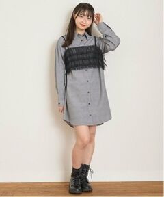 Lovetoxic / ラブトキシック ミニ丈・ひざ丈ワンピース | ビスチェ付グレンチェックシャツワンピース