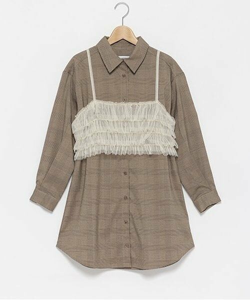 Lovetoxic / ラブトキシック ミニ丈・ひざ丈ワンピース | ビスチェ付グレンチェックシャツワンピース | 詳細12