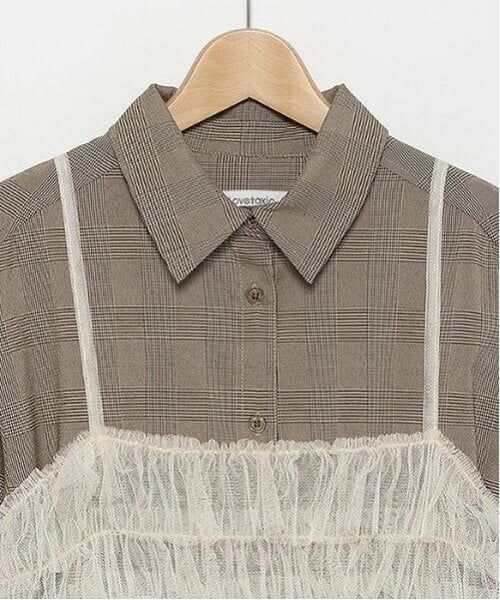 Lovetoxic / ラブトキシック ミニ丈・ひざ丈ワンピース | ビスチェ付グレンチェックシャツワンピース | 詳細16