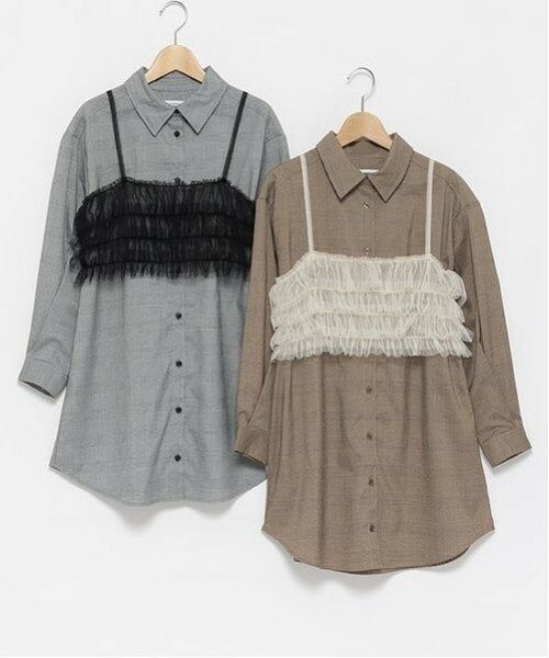 Lovetoxic / ラブトキシック ミニ丈・ひざ丈ワンピース | ビスチェ付グレンチェックシャツワンピース | 詳細22