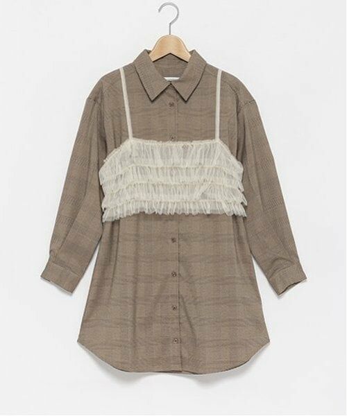 Lovetoxic / ラブトキシック ミニ丈・ひざ丈ワンピース | ビスチェ付グレンチェックシャツワンピース | 詳細24