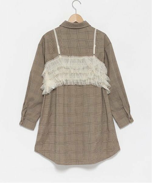 Lovetoxic / ラブトキシック ミニ丈・ひざ丈ワンピース | ビスチェ付グレンチェックシャツワンピース | 詳細25