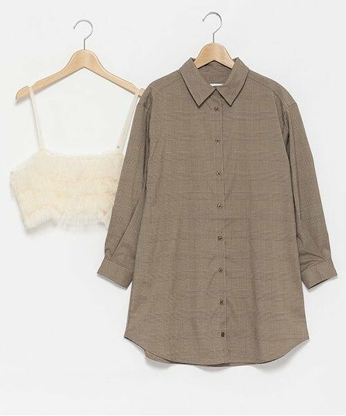 Lovetoxic / ラブトキシック ミニ丈・ひざ丈ワンピース | ビスチェ付グレンチェックシャツワンピース | 詳細4