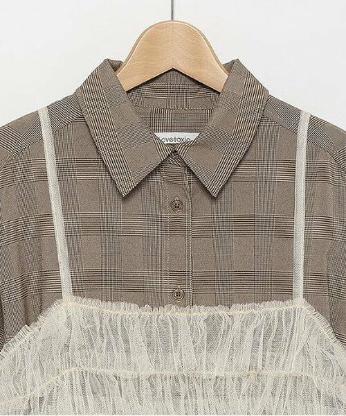 Lovetoxic / ラブトキシック ミニ丈・ひざ丈ワンピース | ビスチェ付グレンチェックシャツワンピース | 詳細5