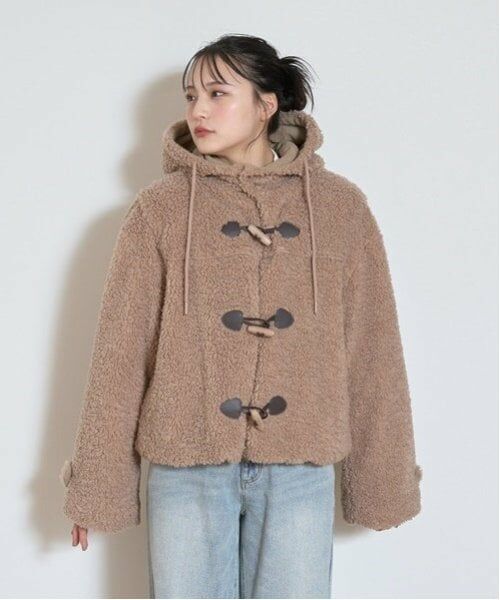 Lovetoxic / ラブトキシック その他アウター | ボアダッフルコート（モカ茶）