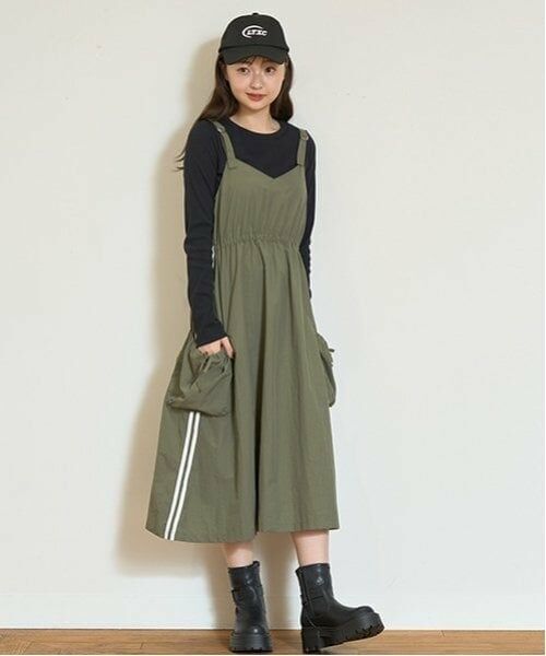 Lovetoxic / ラブトキシック ミニ丈・ひざ丈ワンピース | 【LTXC】ラインジャンスカインナーセット（カーキ）