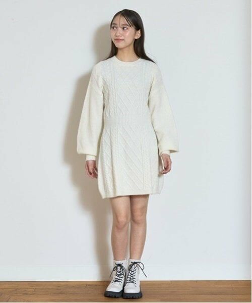 Lovetoxic / ラブトキシック ミニ丈・ひざ丈ワンピース | ラメニットワンピース（アイボリー）