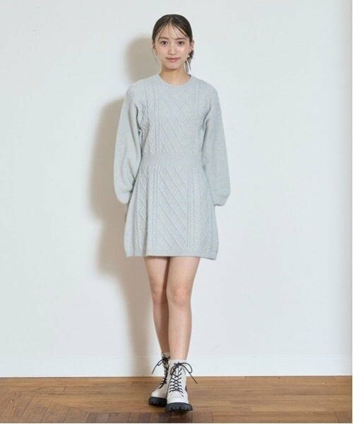 Lovetoxic / ラブトキシック ミニ丈・ひざ丈ワンピース | ラメニットワンピース（サックス）