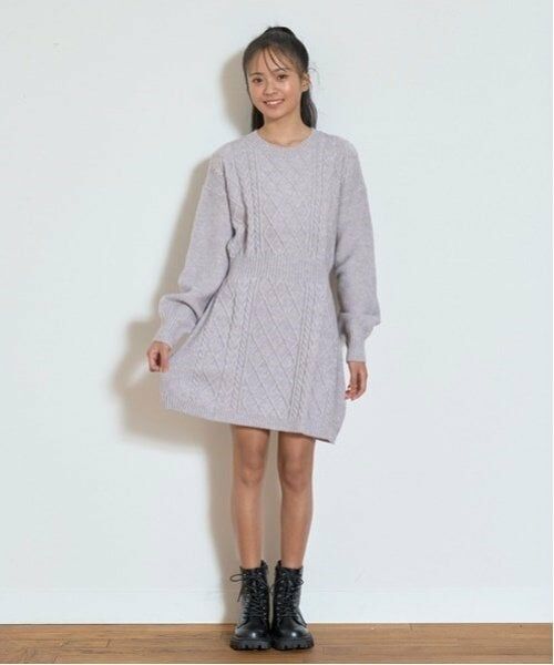 Lovetoxic / ラブトキシック ミニ丈・ひざ丈ワンピース | ラメニットワンピース（トップ グレー）