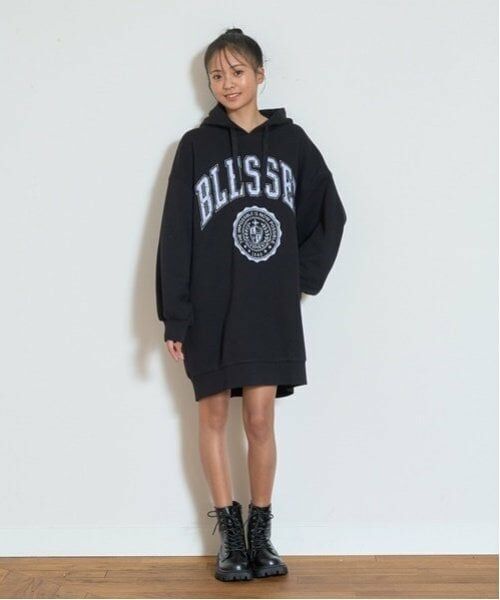 Lovetoxic / ラブトキシック ミニ丈・ひざ丈ワンピース | 【GOODPRICE】裏起毛パーカワンピース（黒）