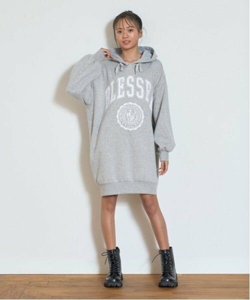 Lovetoxic / ラブトキシック ミニ丈・ひざ丈ワンピース | 【GOODPRICE】裏起毛パーカワンピース（トップ グレー）