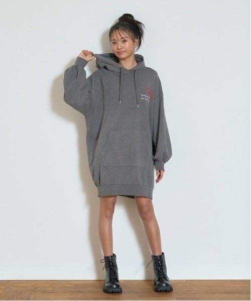 Lovetoxic / ラブトキシック ミニ丈・ひざ丈ワンピース | 【LTXC】【綿100％】ピグメントパーカワンピース（赤）